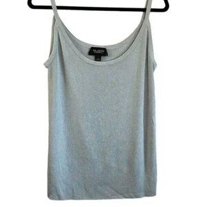 St John Coutre Blue Sparkly Knit Sleeveless Tank Sweater Cami Sz L